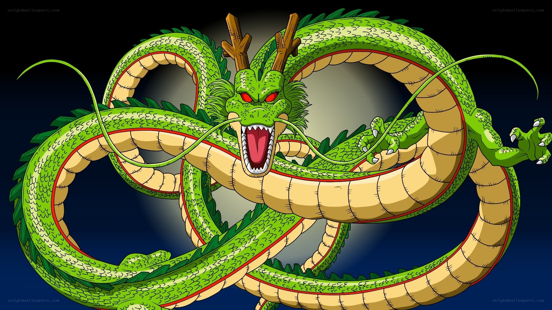 Green dragon with red eyes