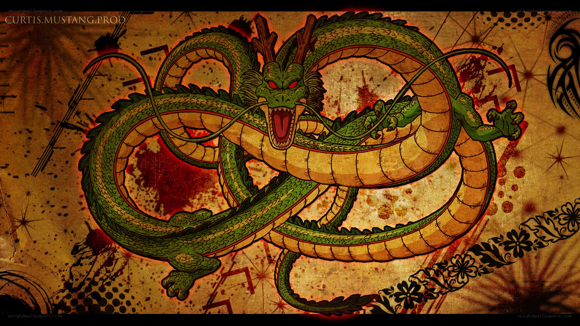 Green dragon with red eyes