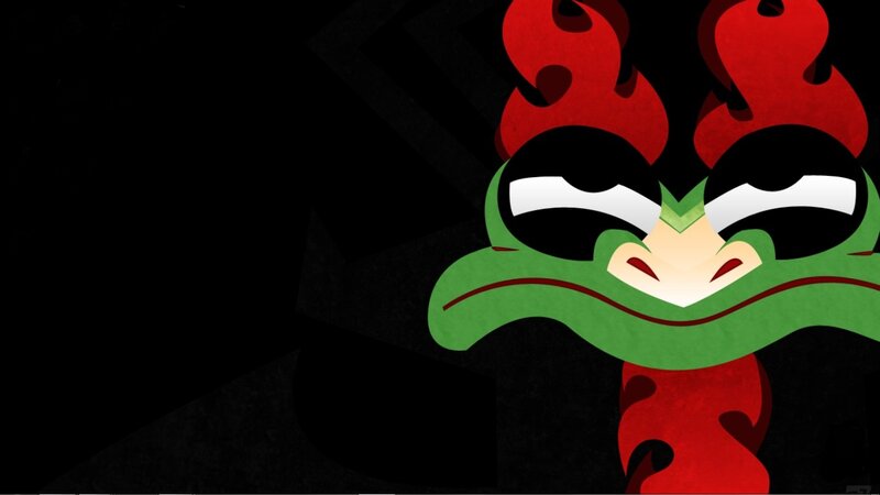 green dragon with red flames