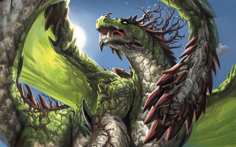 Green Dragon with Vines