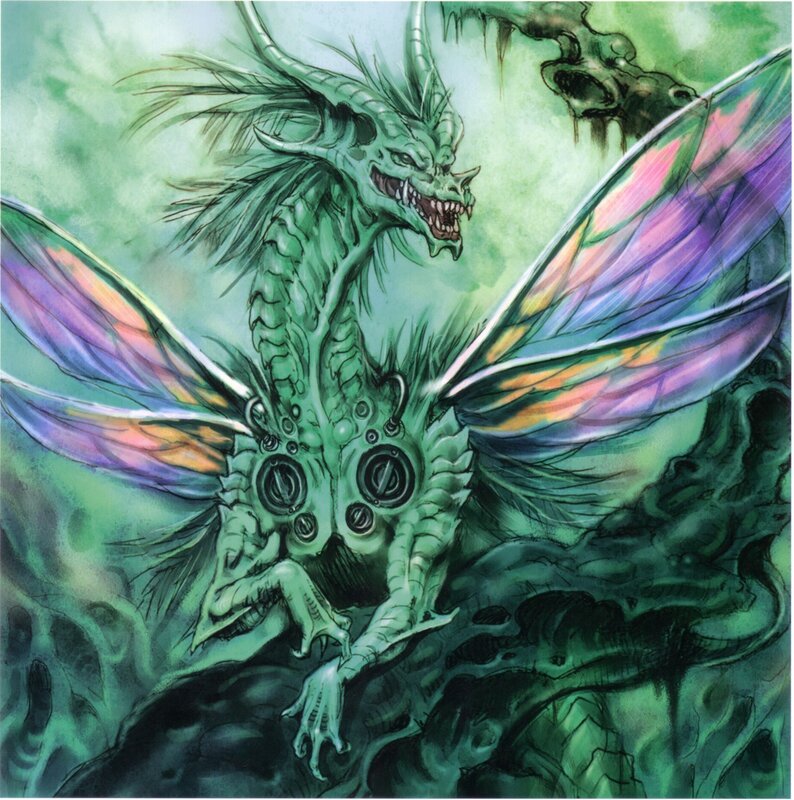 Green Dragon with Wings — Dramatic, Manga
