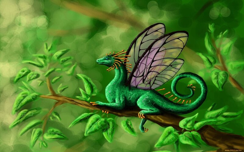 Green Dragon with Wings — Serene