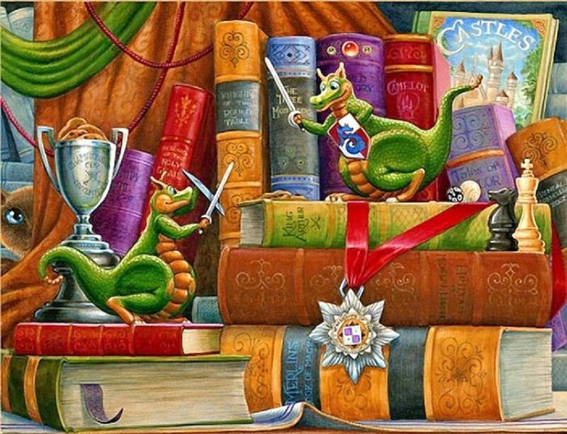Green Dragons with Swords