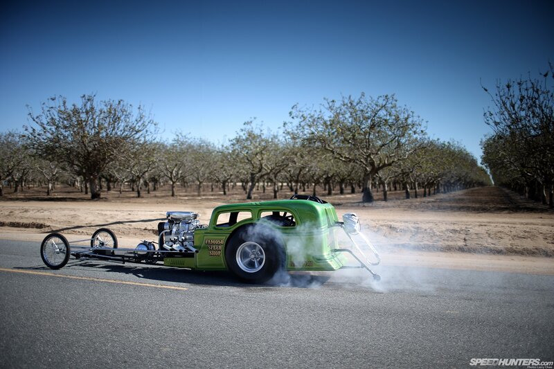 green dragster in orchard