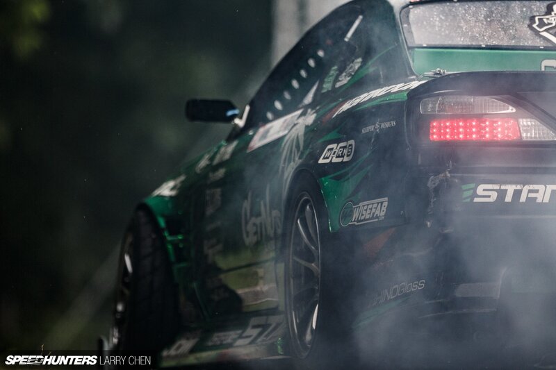 Green Drift Car — Dramatic, Night