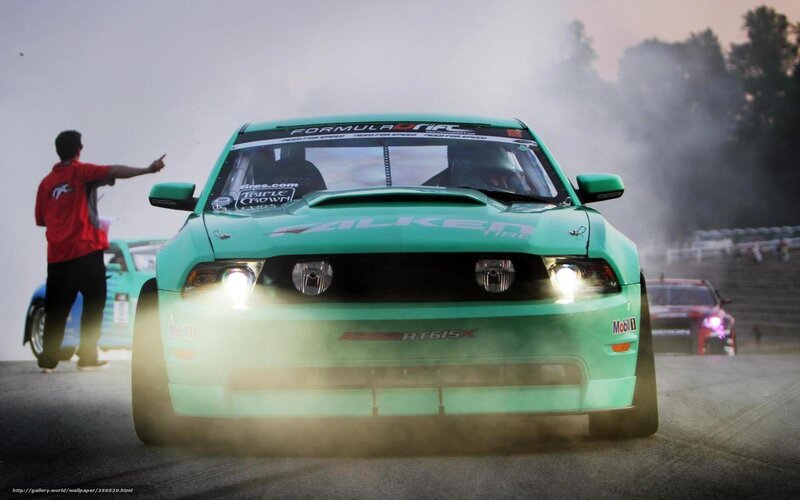 Green Drift Car — Dramatic, Sunset, Photograph