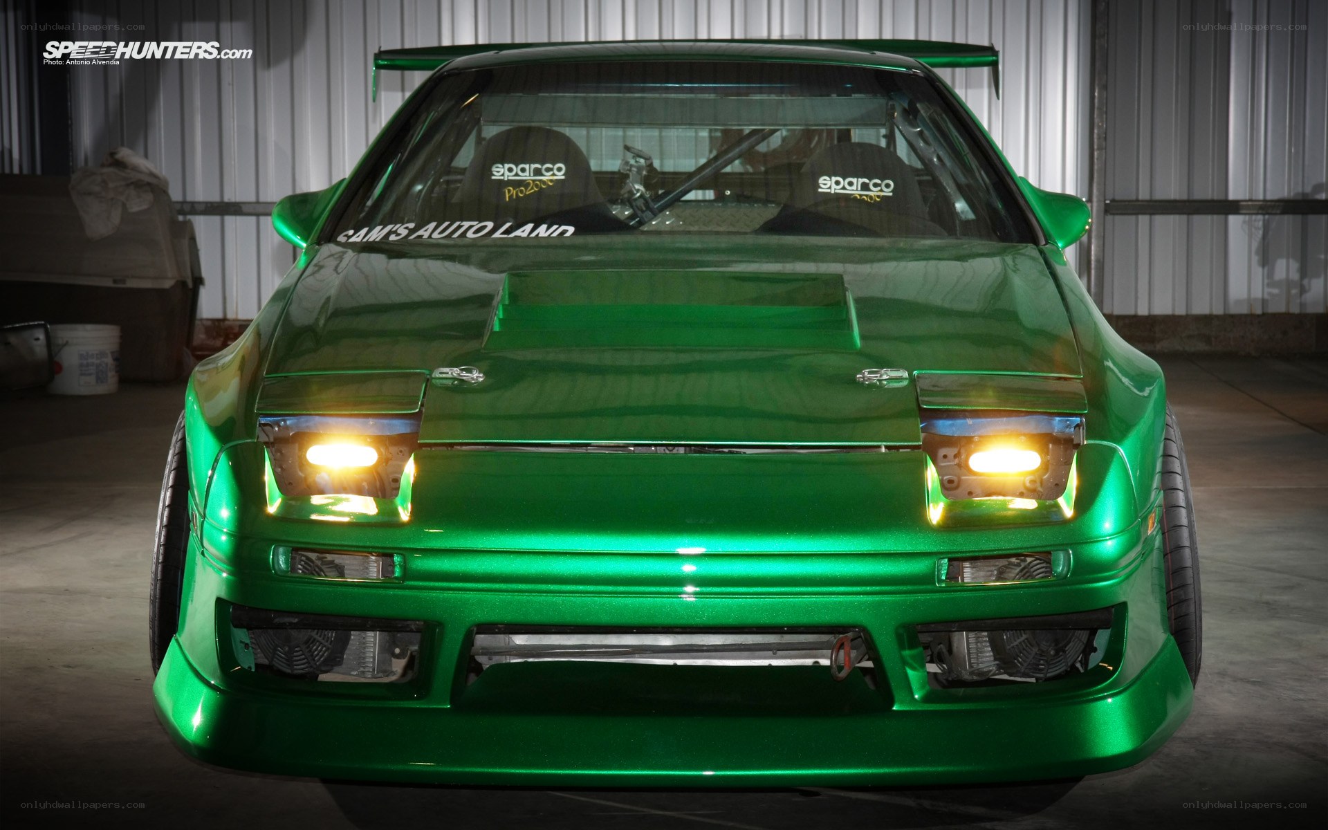 green drift car front view