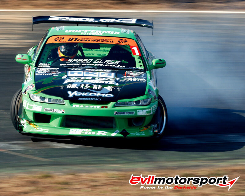 green drift car on track