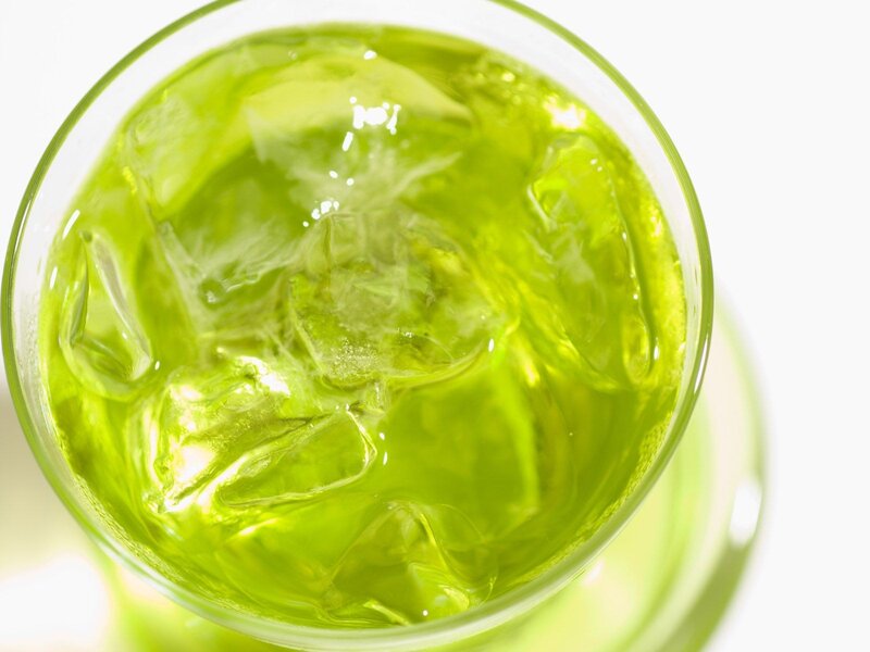 green drink with ice cubes