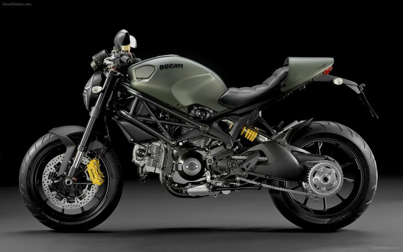 Green Ducati Motorcycle — Gray