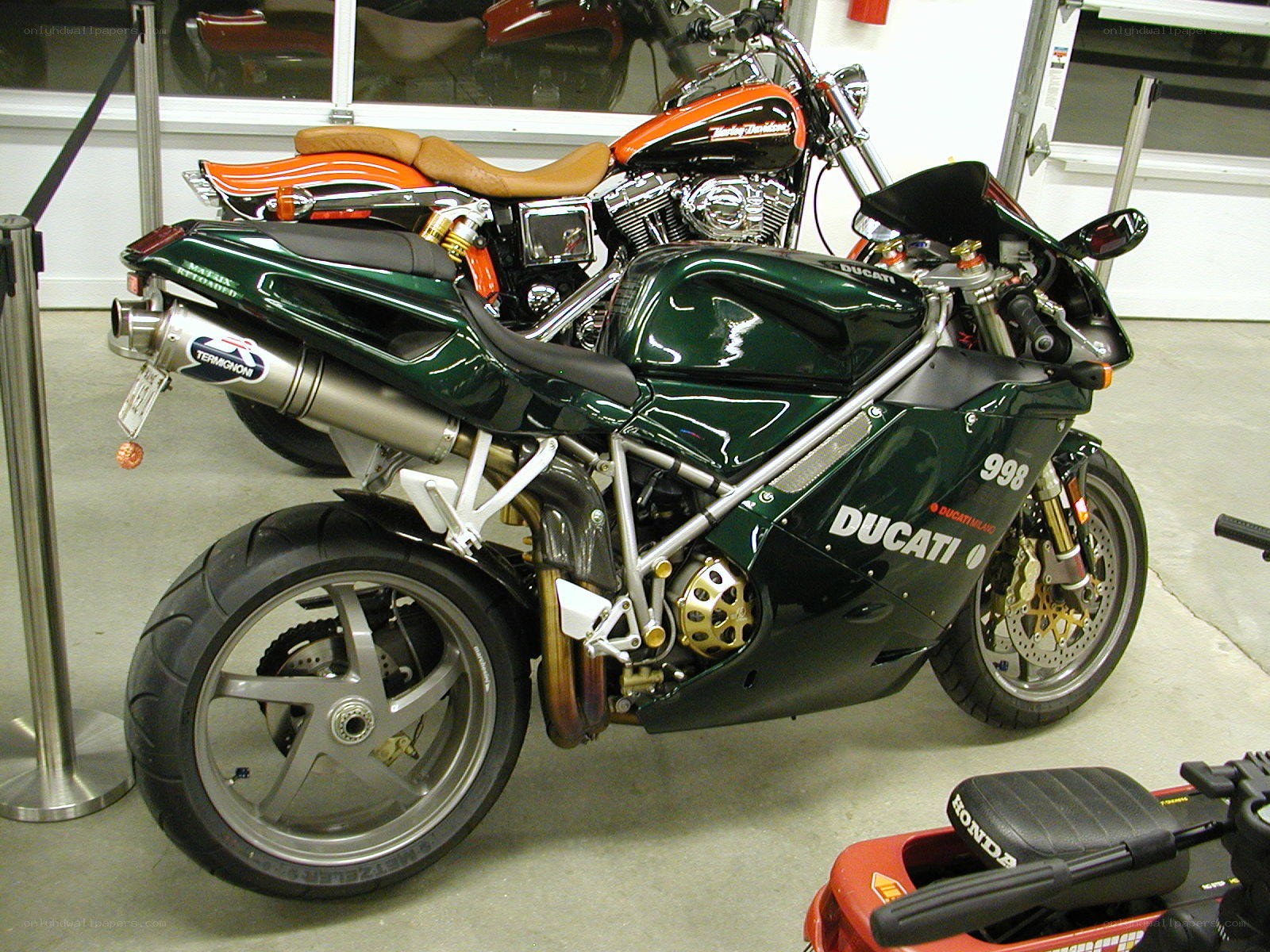 Green Ducati motorcycle