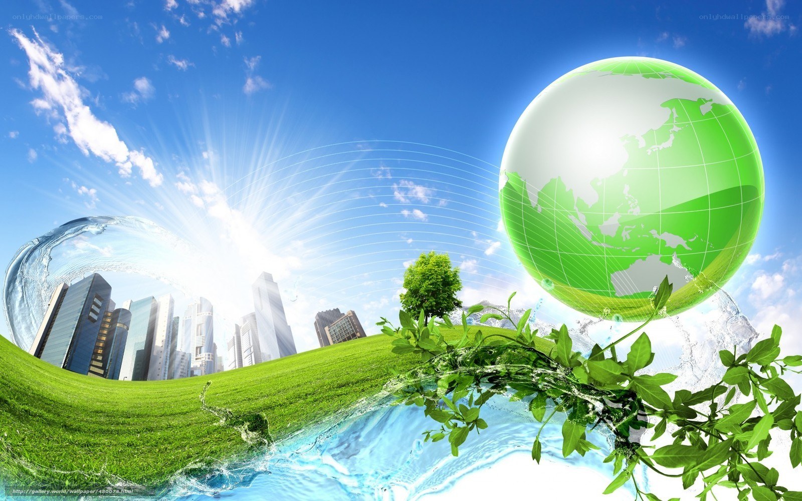 green earth and cityscape