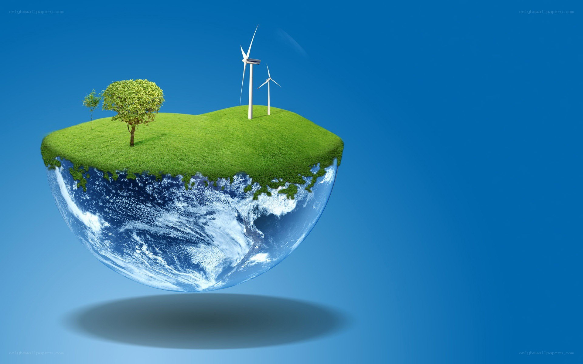 green earth with wind turbines