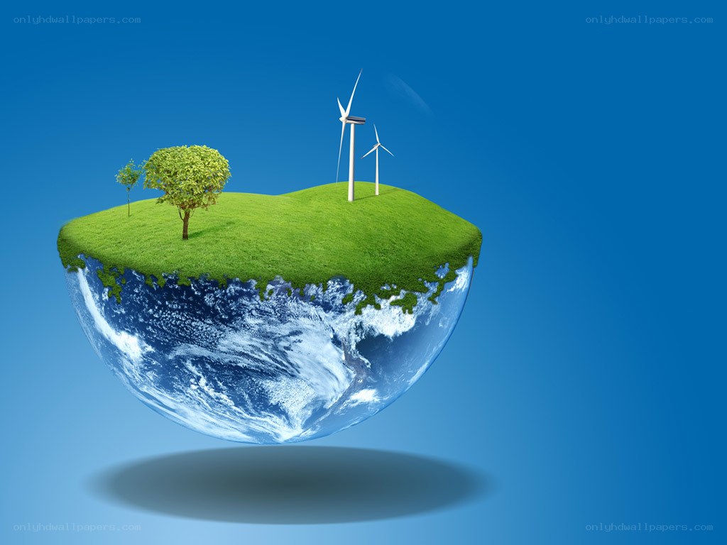 Green Earth with Wind Turbines