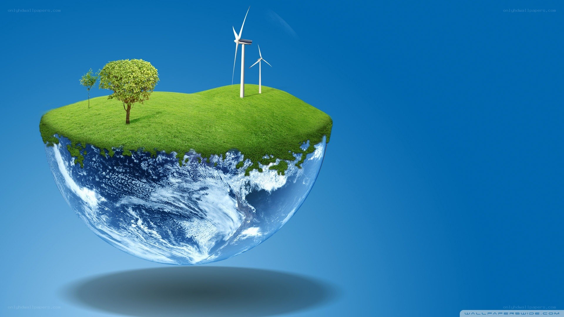 Green Earth with Wind Turbines