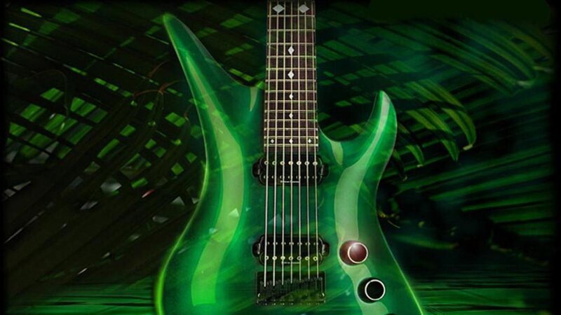 green electric guitar