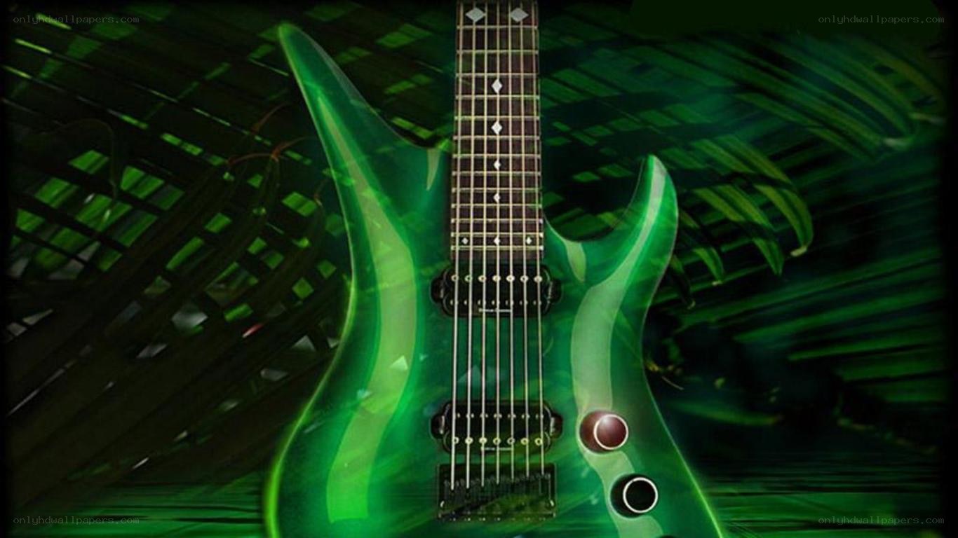 green electric guitar