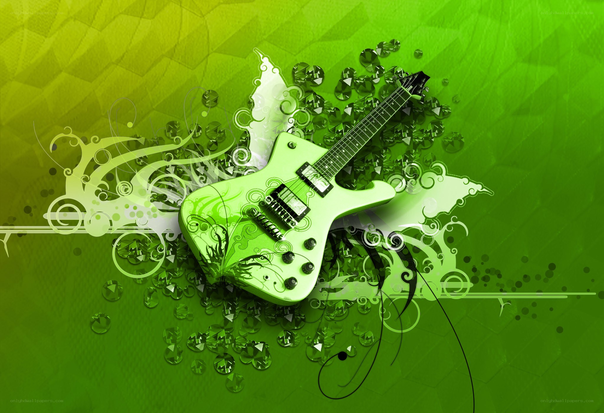 green electric guitar art