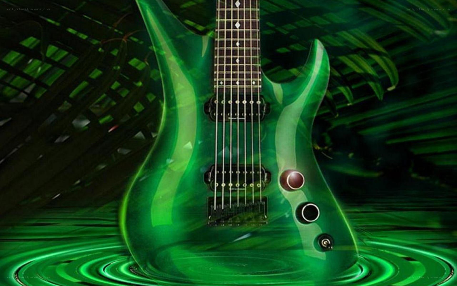 green electric guitar artwork