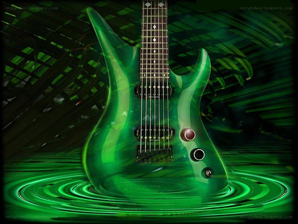 green electric guitar artwork