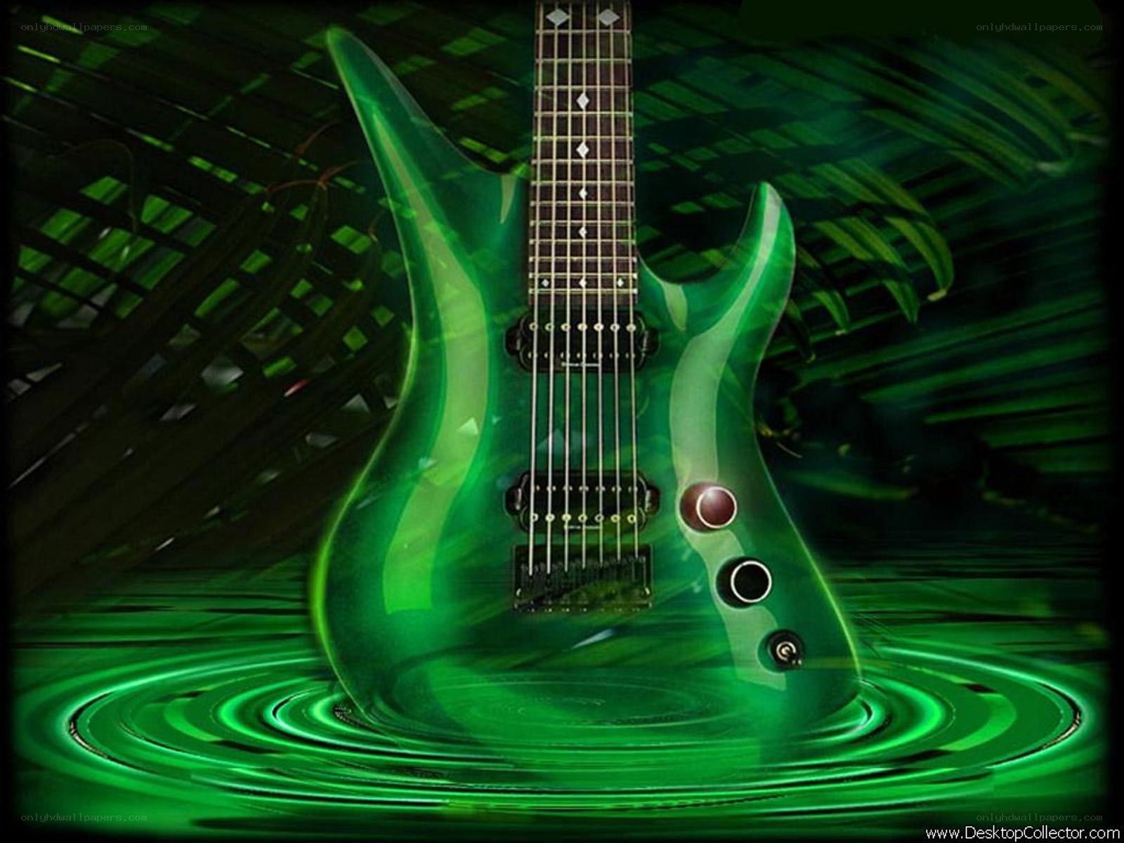 green electric guitar artwork