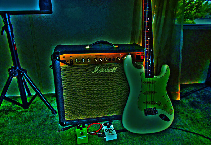Green Electric Guitar — Dramatic, Photograph
