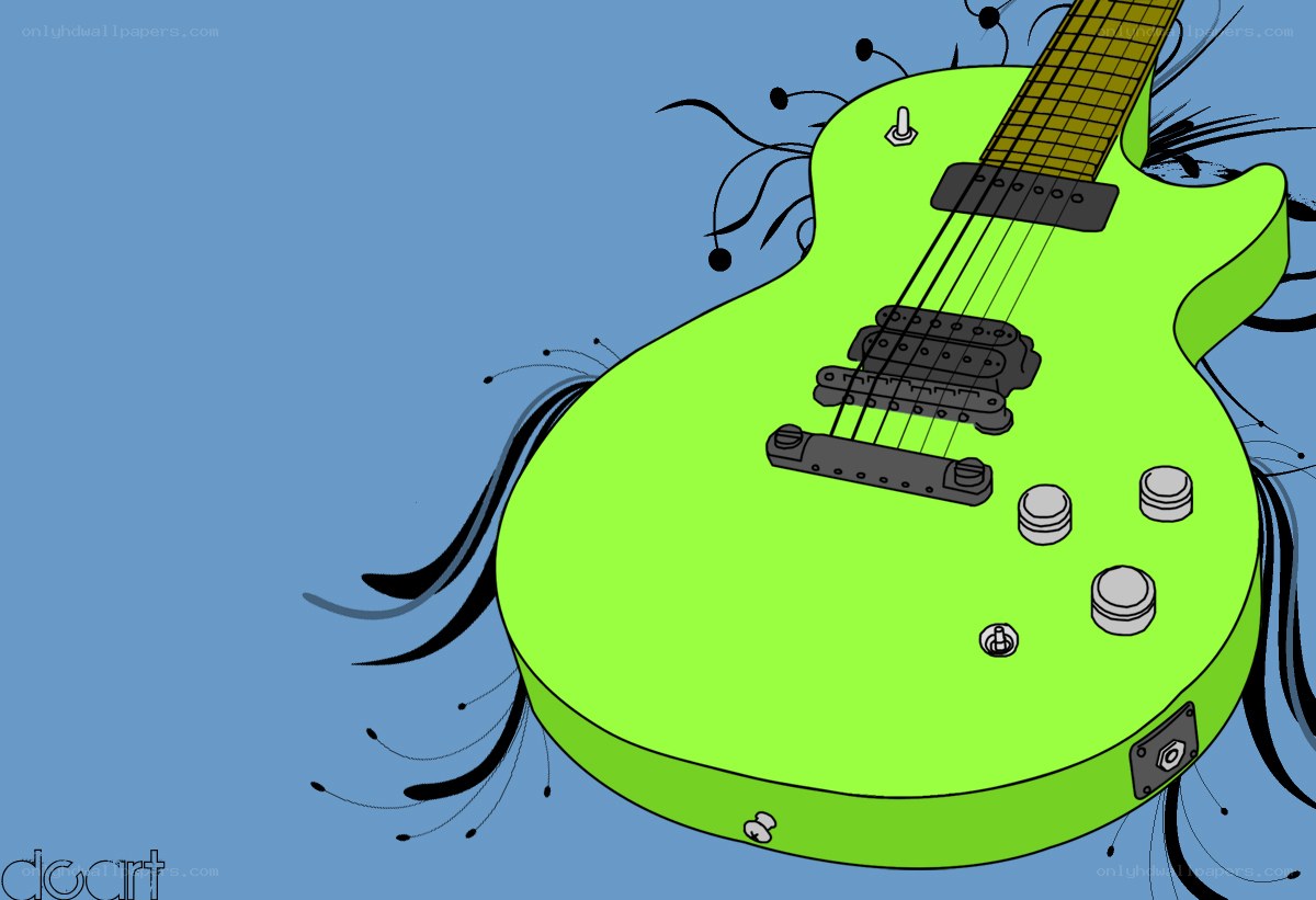 green electric guitar illustration