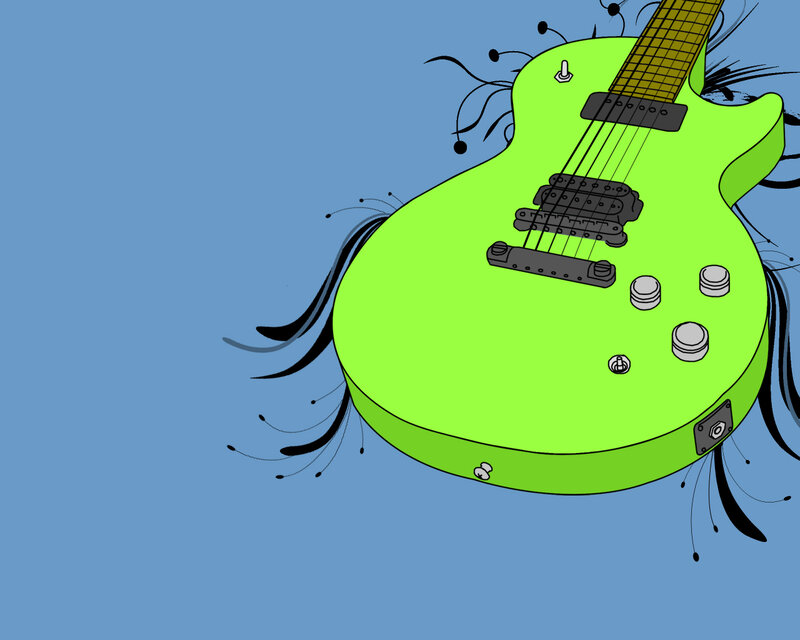 Green Electric Guitar — Vibrant, Digital Art