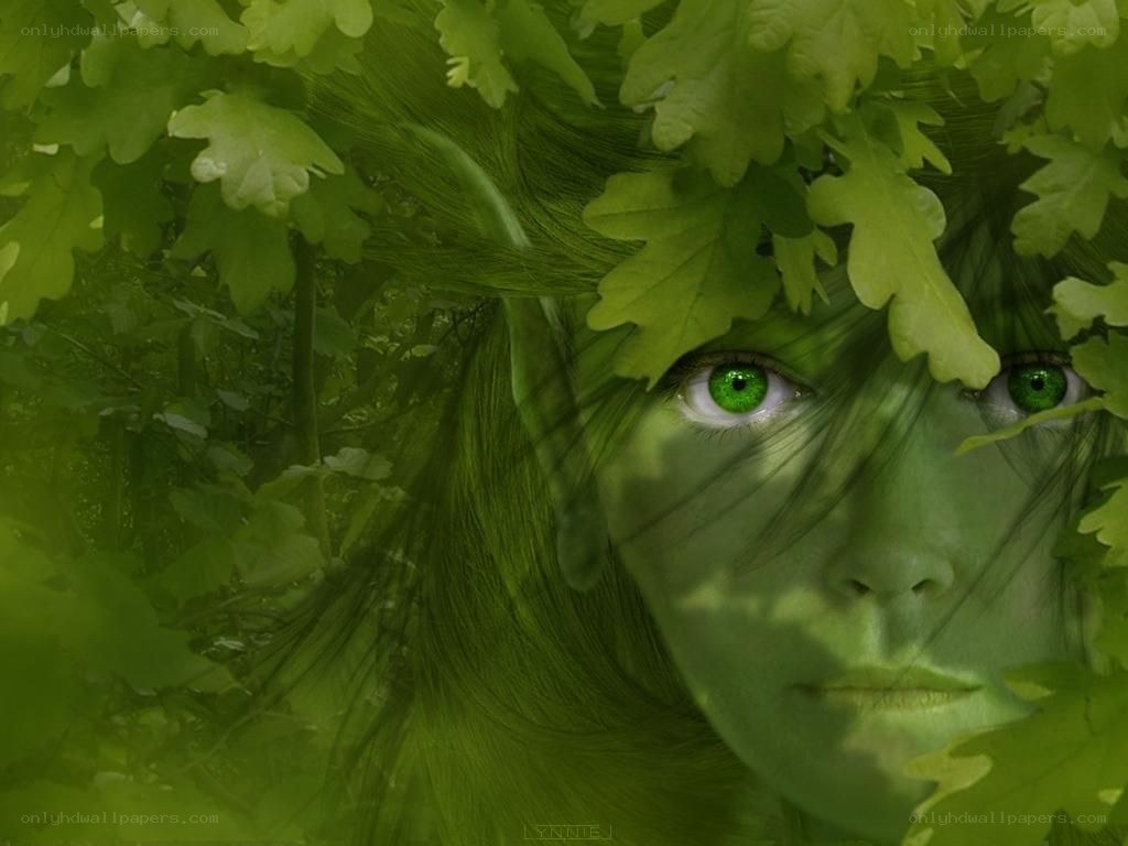 green elf with leafy hair