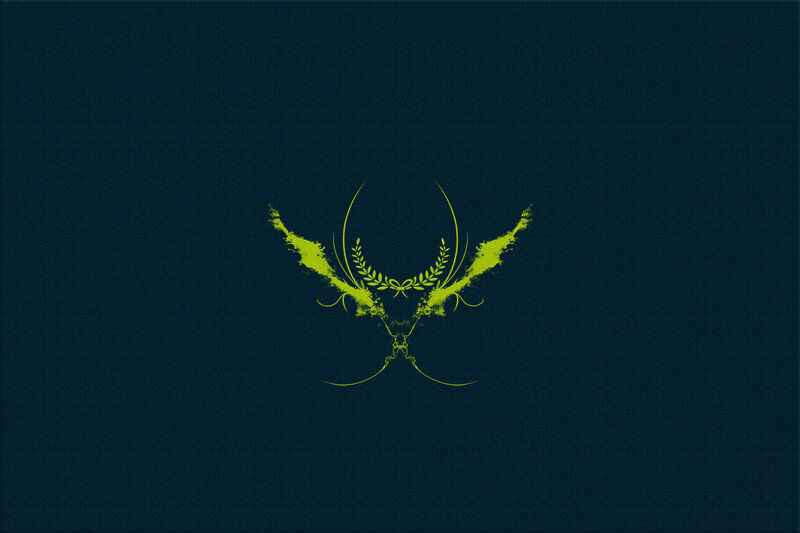 green emblem on dark blue
