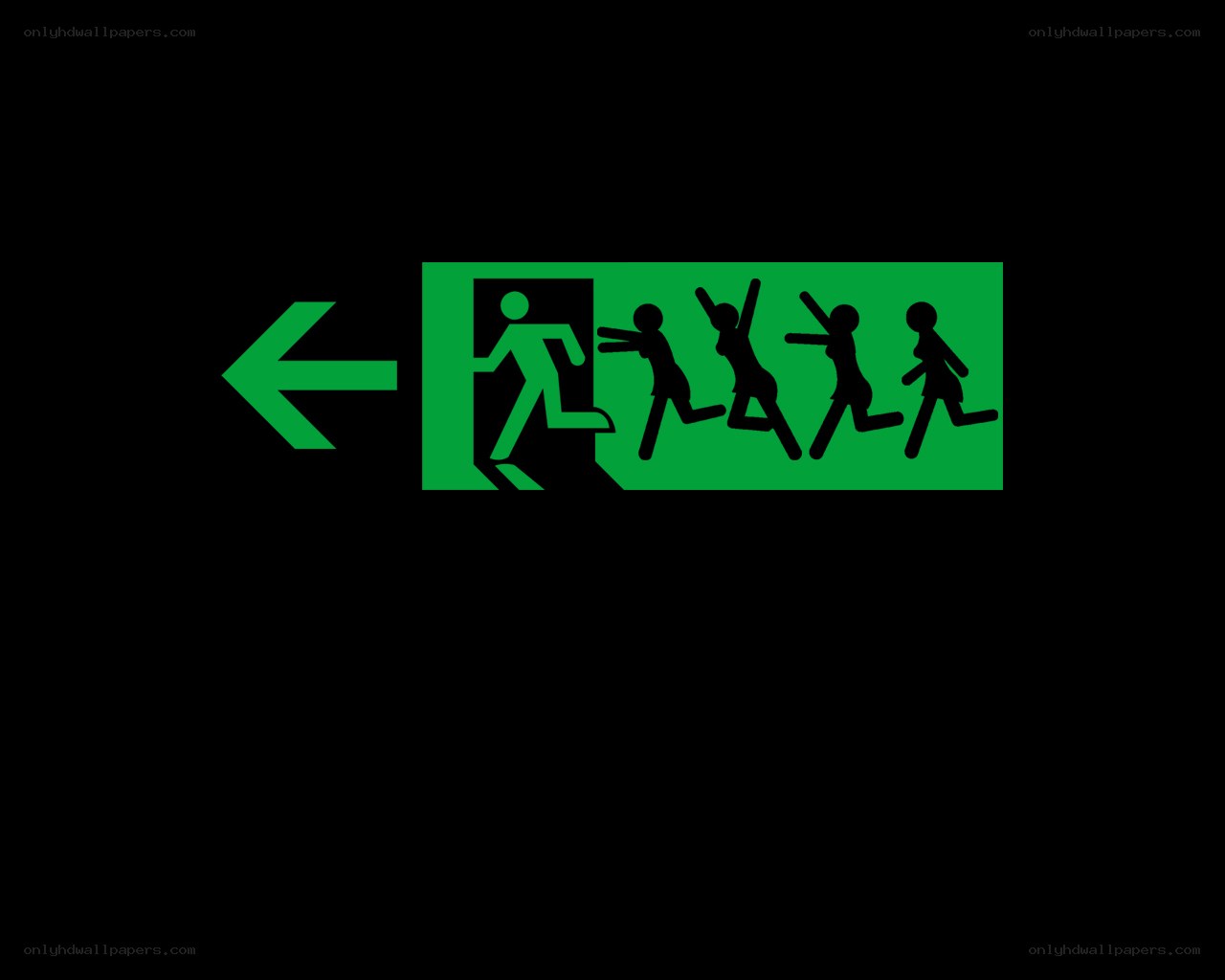 green emergency exit sign