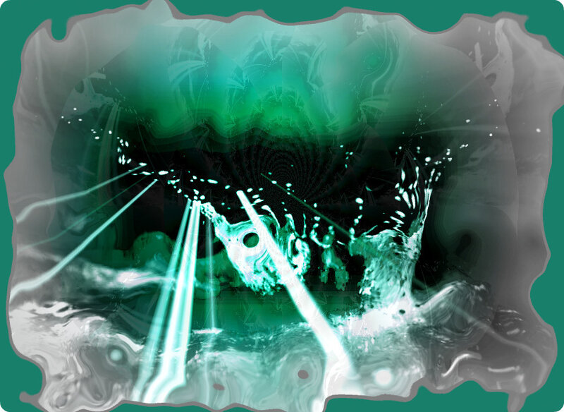 Green Energy Burst — Dramatic, Digital Art, Light Beams