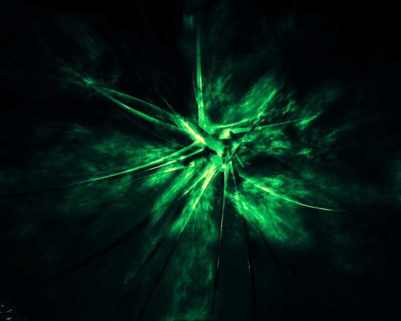 Green Energy Burst — Dramatic, Digital Art, Light, Darkness, Black