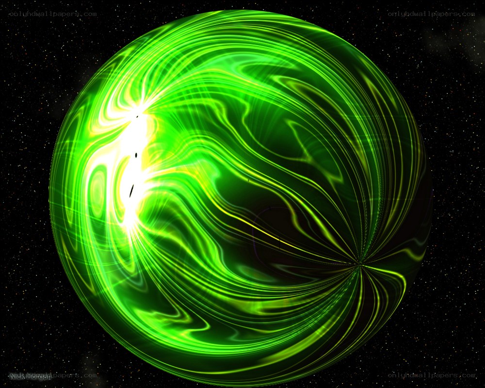 Green energy sphere in space