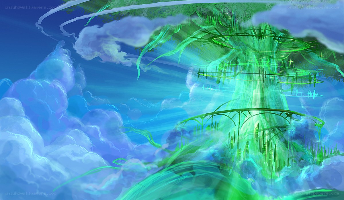 green energy tree in sky