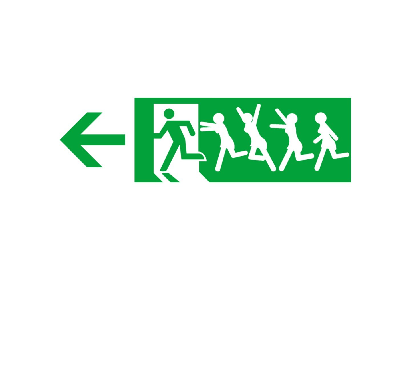 green exit sign with people