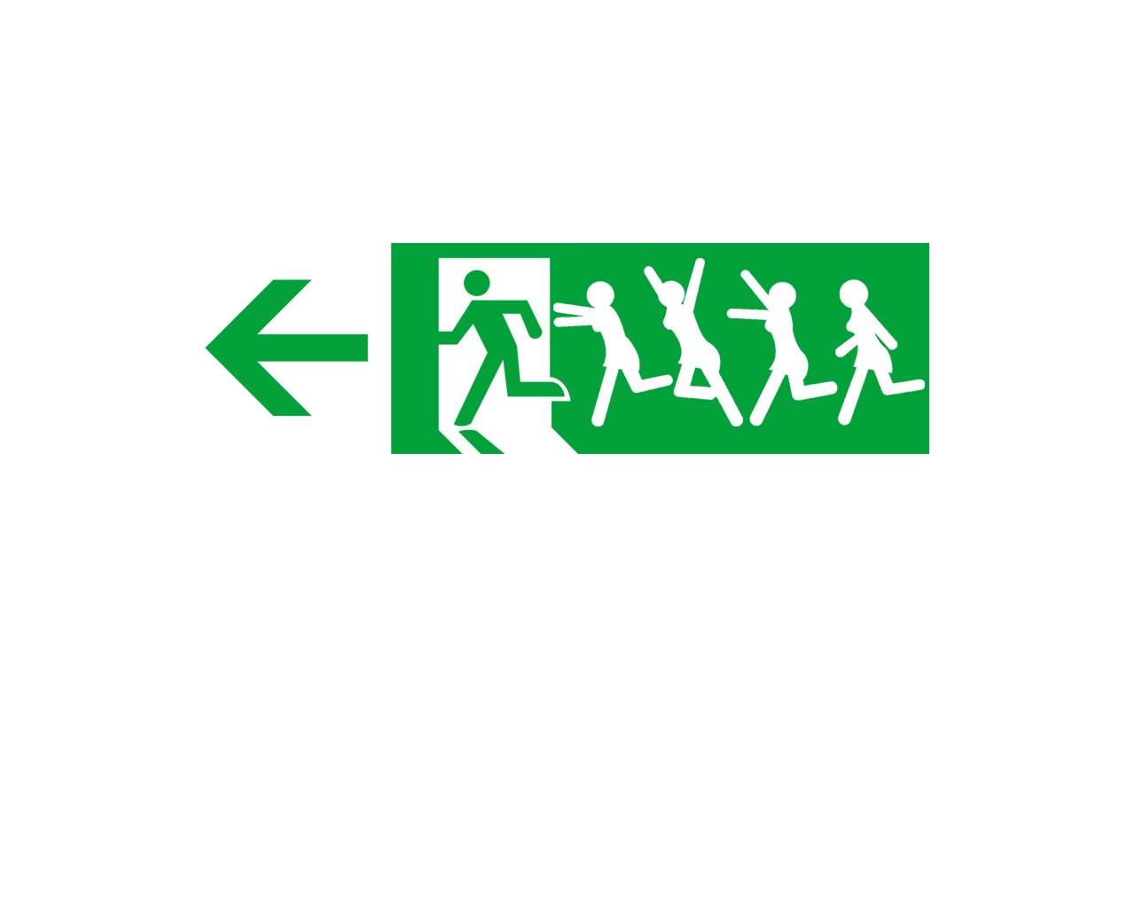 green exit sign with people running