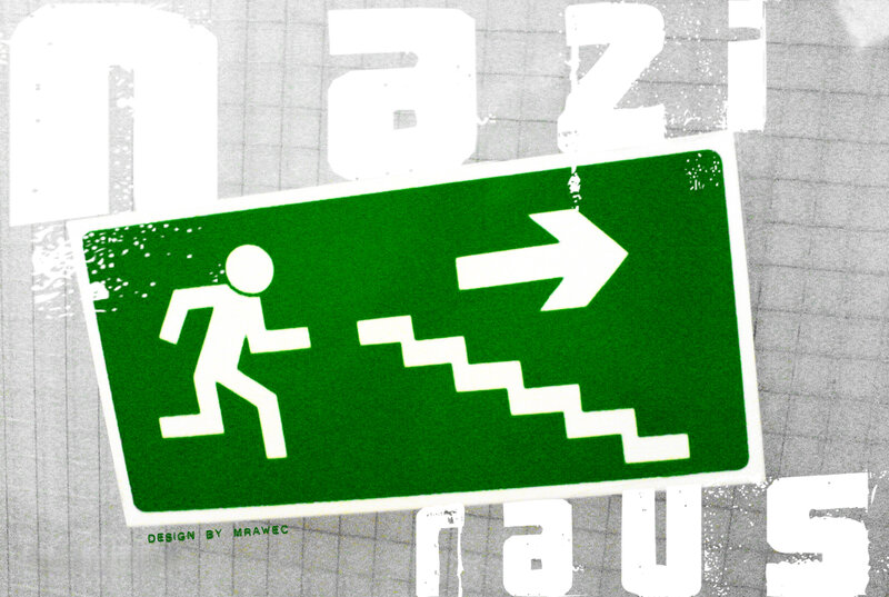 green exit sign with stairs