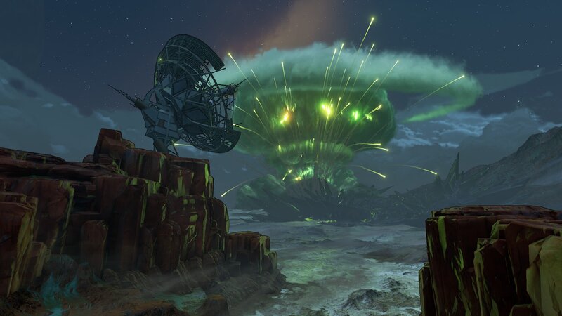 Green Explosion on Alien Planet