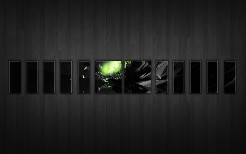 Green explosion on dark wood