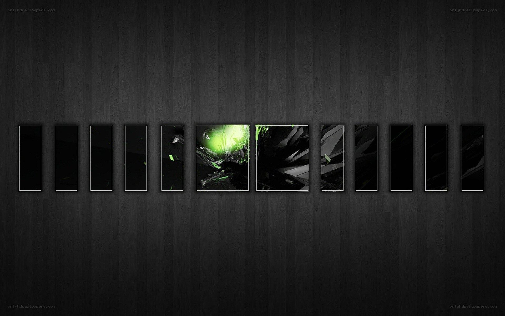 Green explosion on dark wood