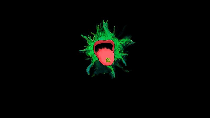 green explosion with open mouth