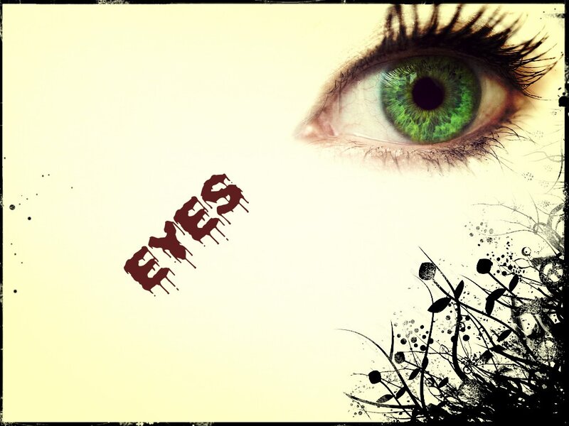 green eye with blood text