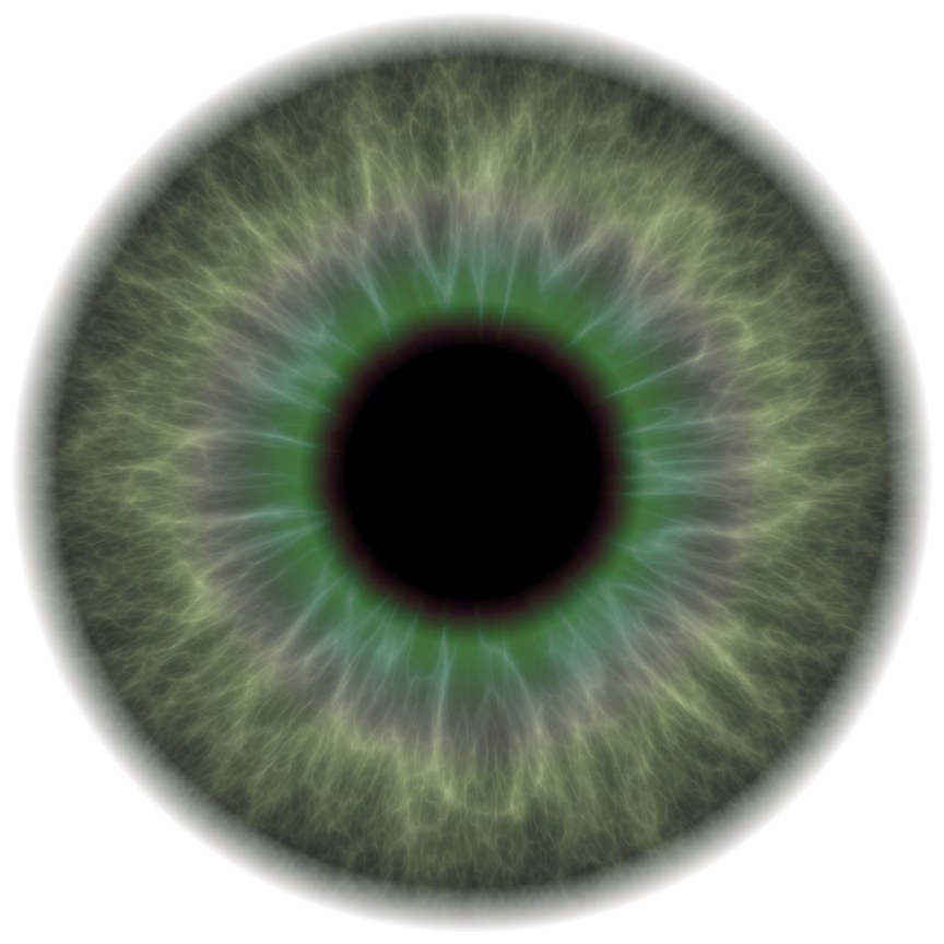 green eye with intricate patterns