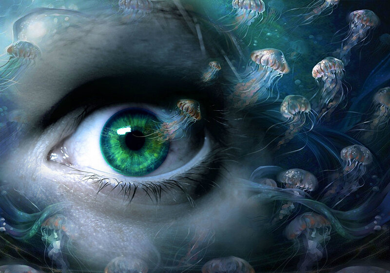 Green Eye with Jellyfish