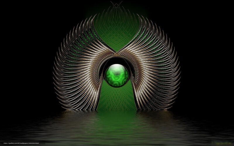 Green Eye with Metallic Wings