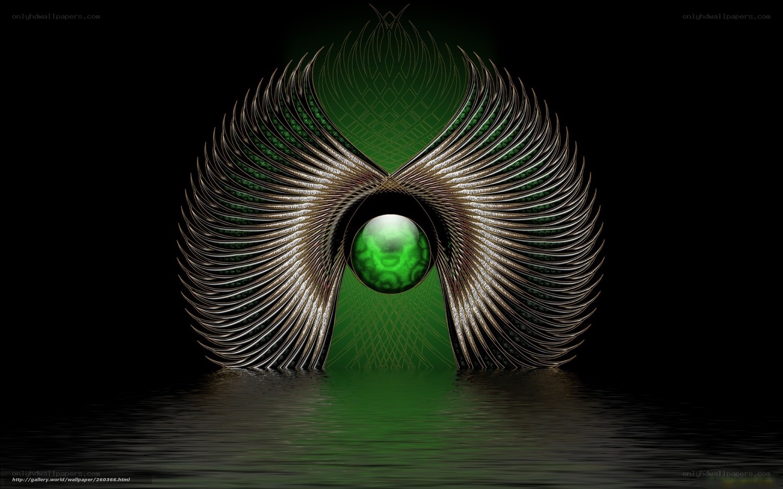 Green Eye with Metallic Wings