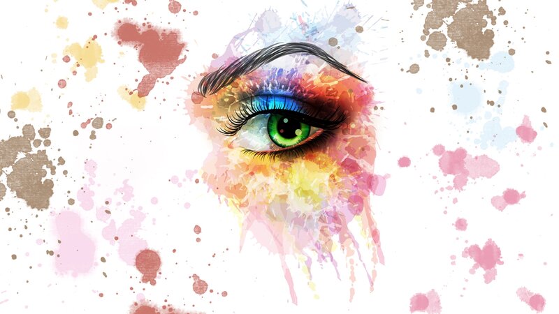 Green Eye with Paint Splatters