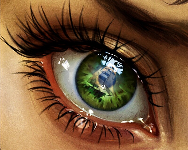 Green Eye with Reflection