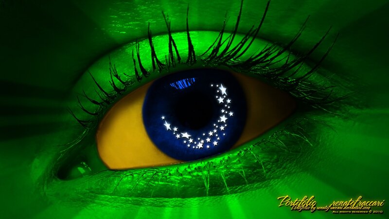 green eye with stars
